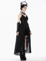Black Romantic Gothic Irregular Lace Tail Dress