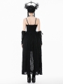 Black Romantic Gothic Irregular Lace Tail Dress