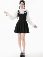 Black and White Dolly Lolita Faux Two-Piece Ribbon Short Dress