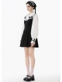 Black and White Dolly Lolita Faux Two-Piece Ribbon Short Dress