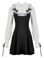 Black and White Dolly Lolita Faux Two-Piece Ribbon Short Dress