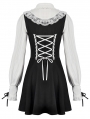 Black and White Dolly Lolita Faux Two-Piece Ribbon Short Dress