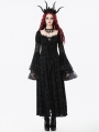 Black Gothic Royal Jewel Embellished Vintage Maxi Dress