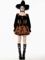 Brown and Black Gothic Midnight Bat Pumpkin Halloween Short Dress