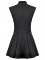Black Gothic Punk Studded Asymmetrical Pleated Short Dress