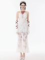 White Romantic Gothic Floral Lace Mermaid Maxi Dress