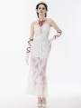 White Romantic Gothic Floral Lace Mermaid Maxi Dress