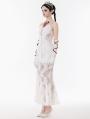 White Romantic Gothic Floral Lace Mermaid Maxi Dress