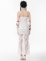 White Romantic Gothic Floral Lace Mermaid Maxi Dress