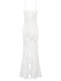 White Romantic Gothic Floral Lace Mermaid Maxi Dress