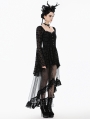 Black Gothic Bat Star Moon Printed High-Low Dress