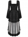 Black Gothic Bat Star Moon Printed High-Low Dress