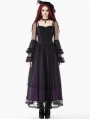 Black and Royal Violet Vintage Gothic Sheer Mesh Long Dress