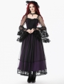 Black and Royal Violet Vintage Gothic Sheer Mesh Long Dress