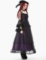 Black and Royal Violet Vintage Gothic Sheer Mesh Long Dress