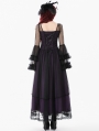 Black and Royal Violet Vintage Gothic Sheer Mesh Long Dress