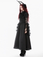 Black Gothic Victorian Ruffled Mesh Flared Sleeve Long Dress