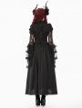 Black Gothic Victorian Ruffled Mesh Flared Sleeve Long Dress