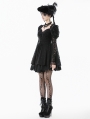 Black Gothic Lace Puff Sleeve Princess Short Dress
