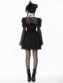Black Gothic Lace Puff Sleeve Princess Short Dress