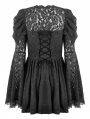 Black Gothic Lace Puff Sleeve Princess Short Dress