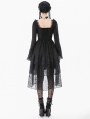 Black Romantic Gothic Lace High-Low Tiered Dress
