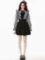 Black and White Lolita Dark Striped Preppy Dress with Detachable Collar