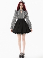 Black and White Lolita Dark Striped Preppy Dress with Detachable Collar