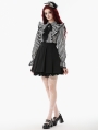Black and White Lolita Dark Striped Preppy Dress with Detachable Collar