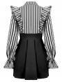Black and White Lolita Dark Striped Preppy Dress with Detachable Collar