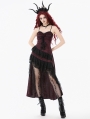Red Rose Gothic Asymmetric Layered Lace Ruffle Dress