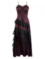 Red Rose Gothic Asymmetric Layered Lace Ruffle Dress