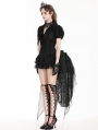 Black Gothic Deep V-neck Ruffle Shirt for Women