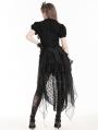 Black Gothic Deep V-neck Ruffle Shirt for Women