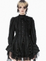 Black Tattered Gothic Lace Trim Shirt for Women