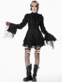Black Tattered Gothic Lace Trim Shirt for Women