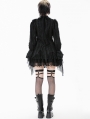 Black Tattered Gothic Lace Trim Shirt for Women