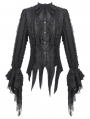Black Tattered Gothic Lace Trim Shirt for Women