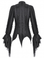 Black Tattered Gothic Lace Trim Shirt for Women