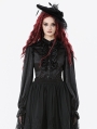 Black Ruffle Gothic Lantern Sleeve Blouse for Women
