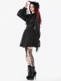 Black Ruffle Gothic Lantern Sleeve Blouse for Women
