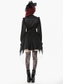 Black Ruffle Gothic Lantern Sleeve Blouse for Women