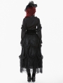Black Gothic Ruffled Lace Illusion Neck Blouse for Women