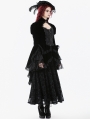 Black Retro Gothic Lace Velvet Tiered High Low Jacket for Women