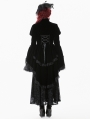Black Retro Gothic Lace Velvet Tiered High Low Jacket for Women