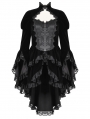 Black Retro Gothic Lace Velvet Tiered High Low Jacket for Women