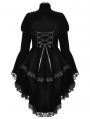 Black Retro Gothic Lace Velvet Tiered High Low Jacket for Women