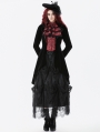 Black and Red Retro Gothic Velvet Faux Two-Piece Tailcoat for Women