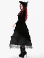 Black and Red Retro Gothic Velvet Faux Two-Piece Tailcoat for Women
