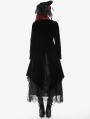 Black and Red Retro Gothic Velvet Faux Two-Piece Tailcoat for Women